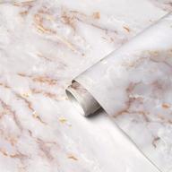 🔲 15.7”×79” matte marble contact paper for countertops & walls - peel and stick removable wallpaper, waterproof & easy to clean granite vinyl film roll, self adhesive, white/gold logo