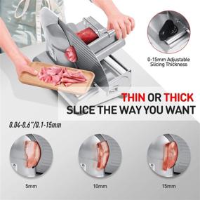 img 1 attached to 🔪 Techwood Electric Deli Food Slicer - 9” Stainless Steel Blade, Adjustable Knob for Thickness, Non-Slip Feet - Ideal for Meat, Cheese, Fruit, Bread