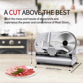 img 3 attached to 🔪 Techwood Electric Deli Food Slicer - 9” Stainless Steel Blade, Adjustable Knob for Thickness, Non-Slip Feet - Ideal for Meat, Cheese, Fruit, Bread