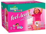 🚽 pampers feel 'n learn advanced trainers for girls – size 3t-4t, 80-count: a reliable choice for effective potty training logo