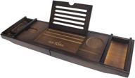 🛀 premium expandable bamboo bathtub tray - luxury bath caddy with book and wine holder - includes extra soap dish - little kuku logo