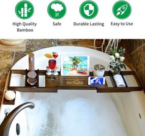 img 1 attached to 🛀 Premium Expandable Bamboo Bathtub Tray - Luxury Bath Caddy with Book and Wine Holder - Includes Extra Soap Dish - Little kuku