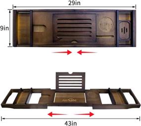 img 3 attached to 🛀 Premium Expandable Bamboo Bathtub Tray - Luxury Bath Caddy with Book and Wine Holder - Includes Extra Soap Dish - Little kuku