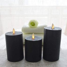 img 3 attached to 🕯️ Smtyle Black Flameless Candles - Home Decor Set of 3 Battery Operated with Moving Flame Wick, Flickering LED Pillar Candle, Sizes 3 x 4/5/6inch