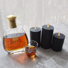 img 1 attached to 🕯️ Smtyle Black Flameless Candles - Home Decor Set of 3 Battery Operated with Moving Flame Wick, Flickering LED Pillar Candle, Sizes 3 x 4/5/6inch