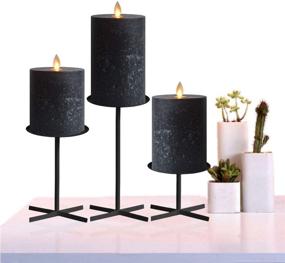 img 2 attached to 🕯️ Smtyle Black Flameless Candles - Home Decor Set of 3 Battery Operated with Moving Flame Wick, Flickering LED Pillar Candle, Sizes 3 x 4/5/6inch