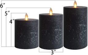img 4 attached to 🕯️ Smtyle Black Flameless Candles - Home Decor Set of 3 Battery Operated with Moving Flame Wick, Flickering LED Pillar Candle, Sizes 3 x 4/5/6inch