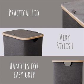 img 2 attached to 🧺 Lonbet Grey Laundry Baskets with Lid - XXL 100 Litres - Large Washing Baskets for Laundry with Handles - Laundry Baskets for Bedrooms - Bamboo Bathroom Bin - High Capacity, Stylish and Versatile Solution