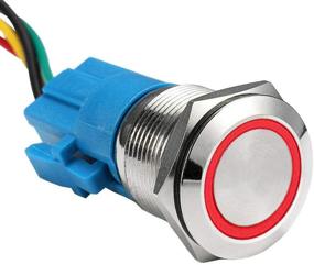 img 4 attached to ESUPPORT Stainless Steel 19Mm 12V 5A Car Red Light Angel Eye Metal Push Button Switch Socket