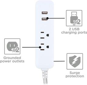 img 3 attached to 🔌 Enhanced Cordinate Designer Power Strip: 2 Outlets, 2 USB Ports, 10 Ft Braided Extension Cord, Surge Protection, Fast Charge, UL Listed - Gray/White (41691)