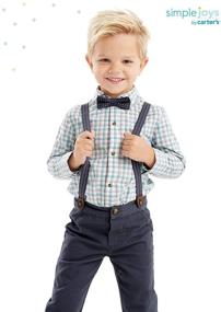 img 3 attached to Get Your Little Man Looking Sharp with the Simple Joys by Carter's Boys' 3-Piece Bow-tie and Suspender Pants Set