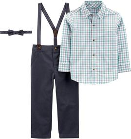 img 4 attached to Get Your Little Man Looking Sharp with the Simple Joys by Carter's Boys' 3-Piece Bow-tie and Suspender Pants Set