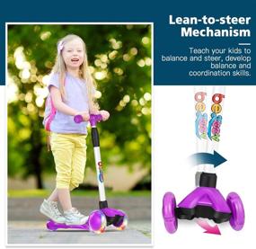 img 1 attached to 🛴 Beleev Scooters for Kids: 3-Wheel Kick Scooter with Adjustable Height, Lean to Steer, Light Up Wheels - Perfect for Toddlers, Boys, and Girls (Purple)