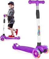 🛴 beleev scooters for kids: 3-wheel kick scooter with adjustable height, lean to steer, light up wheels - perfect for toddlers, boys, and girls (purple) logo