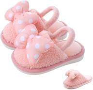 👣 warm velvet bowknot slippers for boys and girls - non-slip fuzzy indoor outdoor house slides (toddler/little kid) logo