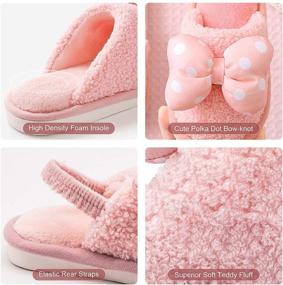 img 3 attached to 👣 Warm Velvet Bowknot Slippers for Boys and Girls - Non-Slip Fuzzy Indoor Outdoor House Slides (Toddler/Little Kid)