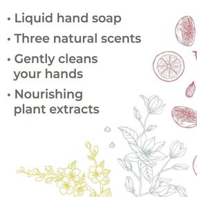 img 3 attached to 🧼 Organic Liquid Hand Soap Trio 10 oz - Black Pepper Magnolia, Grapefruit Cardamom & Pear Blossom Scents - Gentle Cleansing & Nourishing