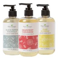 🧼 organic liquid hand soap trio 10 oz - black pepper magnolia, grapefruit cardamom & pear blossom scents - gentle cleansing & nourishing logo