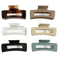 🎀 nalodu 4 inch rectangle hair claw clips - large matte clear no slip big jaw clip multi-colored, ideal for thick hair women and girls, pack of 6 logo
