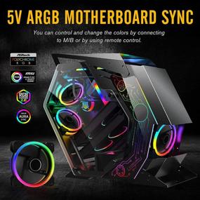 img 2 attached to 🌈 EZDIY-FAB RGB Dual Ring 120mm Case Fans with 5V Motherboard Sync, Adjustable Speed, and Remote Control - Pack of 5, Includes 10-Port Fan Hub X