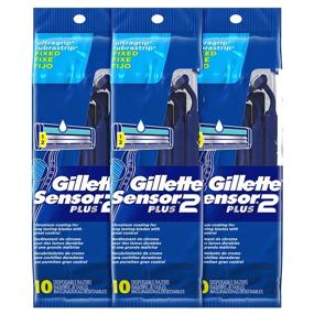 img 4 attached to Gillette Sensor2 Plus Fixed Men's Disposable Razor - 10 Count (Pack of 3) Blue