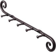 🔑 rtzen 5 hooks swirls decorative rack for organized home - wall mount key bar, tools & accessories - easy installation wrought iron key holder with fancy rot metal handmade design logo