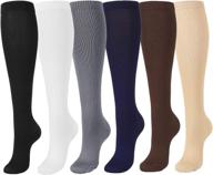 🧦 faleto high knee compression socks 15-25mmhg for men & women - ideal nurse socks логотип