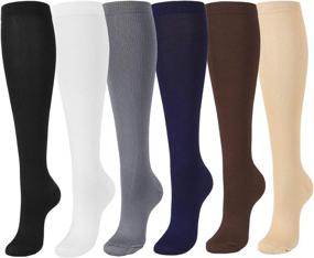 img 4 attached to 🧦 Faleto High Knee Compression Socks 15-25mmHg for Men & Women - Ideal Nurse Socks