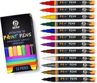 🎨 beric premium water-based paint markers - 12 pack with extra fine point tip | writes on any surface, resistant to water & sun | vibrant colors, low odor, long-lasting & fast drying | assorted colors logo