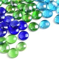 1lb viociwuo flat glass marbles: 100pcs mixed color blue green glass beads stones for floral arrangements, vases, flat bottom gems, aquarium pebbles, vase filler decor logo