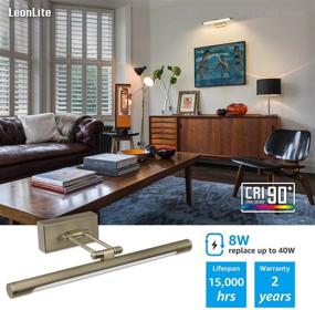 img 3 attached to 🌟 LEONLITE LED Picture Light: Full Metal Artwork Lamp with Swivel Lamp Head - Warm White Lighting, Plug-n-Play & Hardwire - Straight Arm, 8W (40W Equivalent), Antique Brass Finish