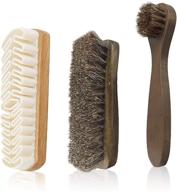 👟 horsehair shoe shine brush kit - includes 3-pack polish dauber applicators and microfiber buffing brush logo