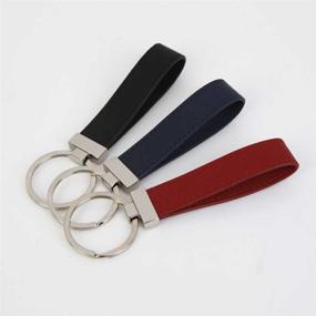 img 3 attached to 🔑 Genuine Leather Keychain with Fob Chain and Ring by JNJSTELLA+