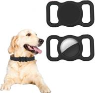 🔒 secure your belongings with black silicone waterproof 2-pack dog collar holder for apple airtag tracker logo