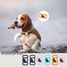 img 3 attached to 🔒 Secure your Belongings with Black Silicone Waterproof 2-Pack Dog Collar Holder for Apple AirTag Tracker