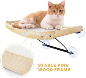 img 1 attached to Pecute Cat Window Perch: 2-in-1 Sisal Cat Scratcher & 🐱 Hammock with Heavy Duty Suction Cups - Supports up to 30lbs