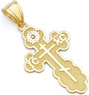 🙏 authentic 14k yellow gold saint olga greek orthodox baptismal cross pendant - genuine religious charm logo