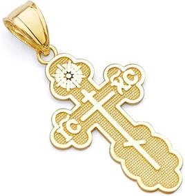 img 3 attached to 🙏 Authentic 14k Yellow Gold Saint Olga Greek Orthodox Baptismal Cross Pendant - Genuine Religious Charm