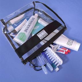 img 3 attached to 🧳 Rough Enough Clear Toiletry Bag Organizer - TSA Approved Travel Makeup Pouch for Cosmetics, Medicine, Liquids, Bottles - Airline & Beach Essentials