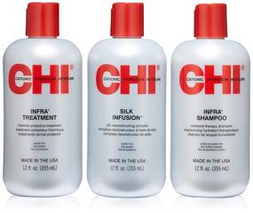 img 4 attached to Revitalize Your Hair with the CHI 💆 Trio Kit featuring Infra Shampoo, Treatment and Silk Infusion