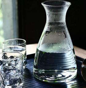 img 2 attached to 🍶 50 OZ Class Carafe with Lid - Water Pitcher for Cold Water, Hot Water, Milk, Coffee, Wine, Iced Tea, Juice - Heat Resistant Borosilicate