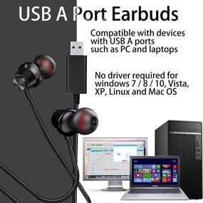 img 1 attached to 🎧 8.2Ft USB Headset with Microphone - 7.1 Surround Sound Wired USB Earbuds for PC Laptop Playstation - Lightweight Noise Cancelling PS4 Headset with Mic Mute - Computer Headphones for School Office Travel