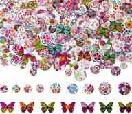 🦋 250 pieces vintage wood buttons: flower butterfly mixed button set - ideal for sewing crafts and decorative projects - 2 hole design - natural wood - available in 15 mm, 20 mm, and 25 mm sizes logo