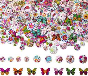 img 4 attached to 🦋 250 Pieces Vintage Wood Buttons: Flower Butterfly Mixed Button Set - Ideal for Sewing Crafts and Decorative Projects - 2 Hole Design - Natural Wood - Available in 15 mm, 20 mm, and 25 mm Sizes