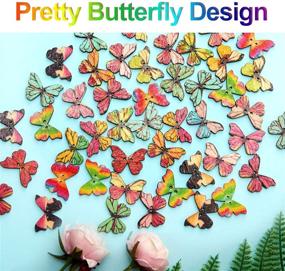 img 1 attached to 🦋 250 Pieces Vintage Wood Buttons: Flower Butterfly Mixed Button Set - Ideal for Sewing Crafts and Decorative Projects - 2 Hole Design - Natural Wood - Available in 15 mm, 20 mm, and 25 mm Sizes