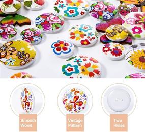 img 3 attached to 🦋 250 Pieces Vintage Wood Buttons: Flower Butterfly Mixed Button Set - Ideal for Sewing Crafts and Decorative Projects - 2 Hole Design - Natural Wood - Available in 15 mm, 20 mm, and 25 mm Sizes