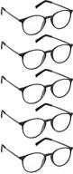 👓 round reading glasses for men & women, 1.0 to 3.5 magnification – 5 pairs by read optics logo