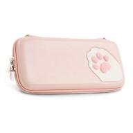 🐾 geekshare cute pink cat paw case for nintendo switch/switch oled - portable hardshell slim travel carrying case with wrist strap - perfect fit for switch console & game accessories (pink) logo