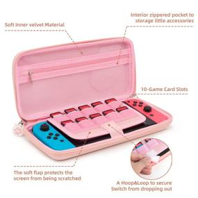 img 2 attached to 🐾 GeekShare Cute Pink Cat Paw Case for Nintendo Switch/Switch OLED - Portable Hardshell Slim Travel Carrying Case with Wrist Strap - Perfect Fit for Switch Console & Game Accessories (Pink)