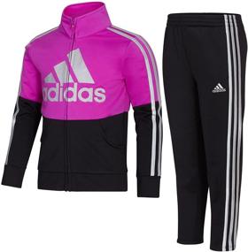 img 2 attached to 💃 Классическая куртка и брюки Adidas Tricot для активной одежды девочек.